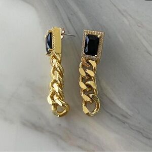 Gold and Black Chain Link Earrings